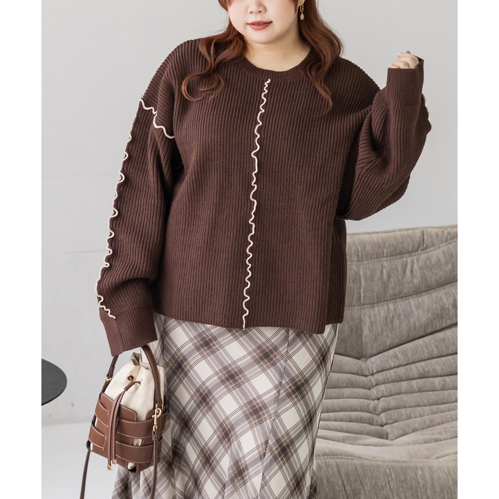 配色メローニットプルオーバー1