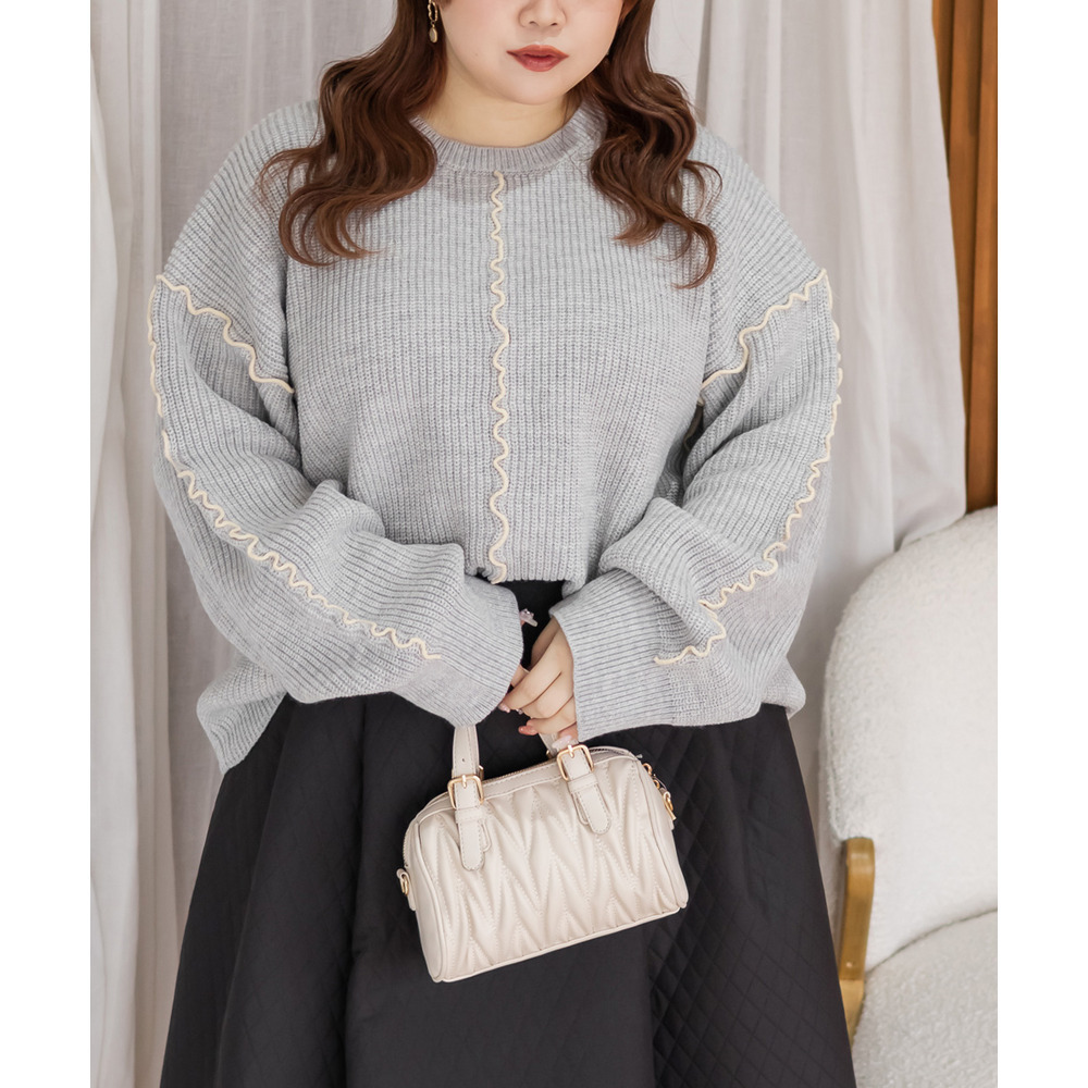 配色メローニットプルオーバー1