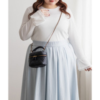 袖シフォン重ねリブプルオーバー