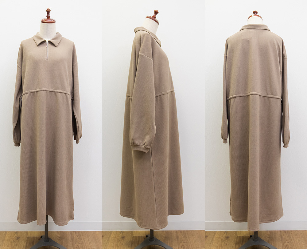 ハーフジップふくれジャガードドロストワンピース13