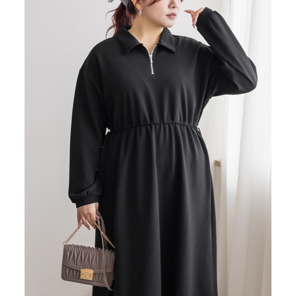 ハーフジップふくれジャガードドロストワンピース6