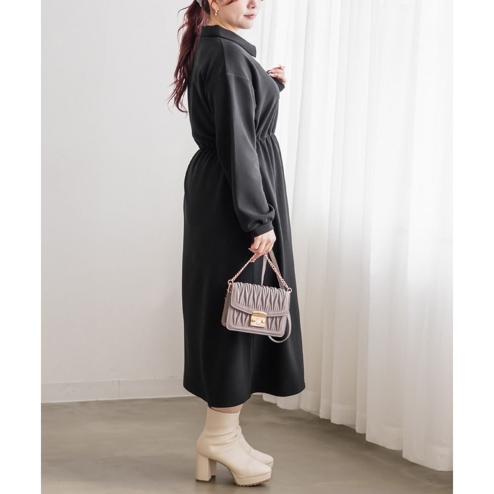 ハーフジップふくれジャガードドロストワンピース7