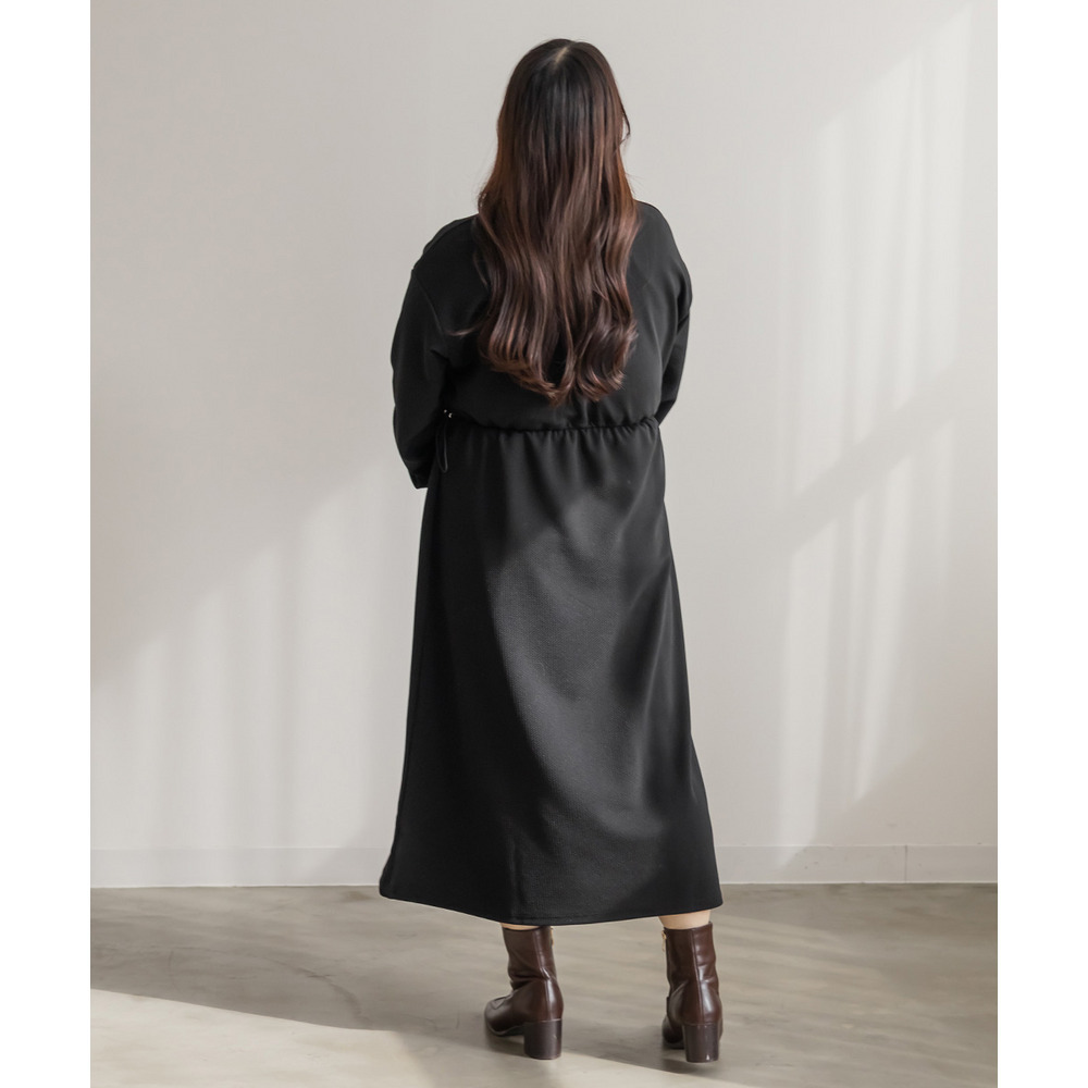 ハーフジップふくれジャガードドロストワンピース9