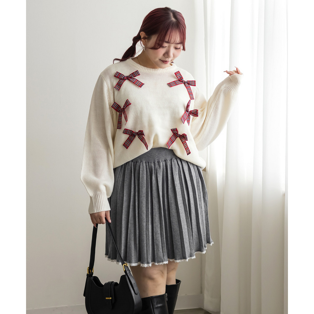 ハートボタン襟付きカーディガン&プリーツスカートセット11