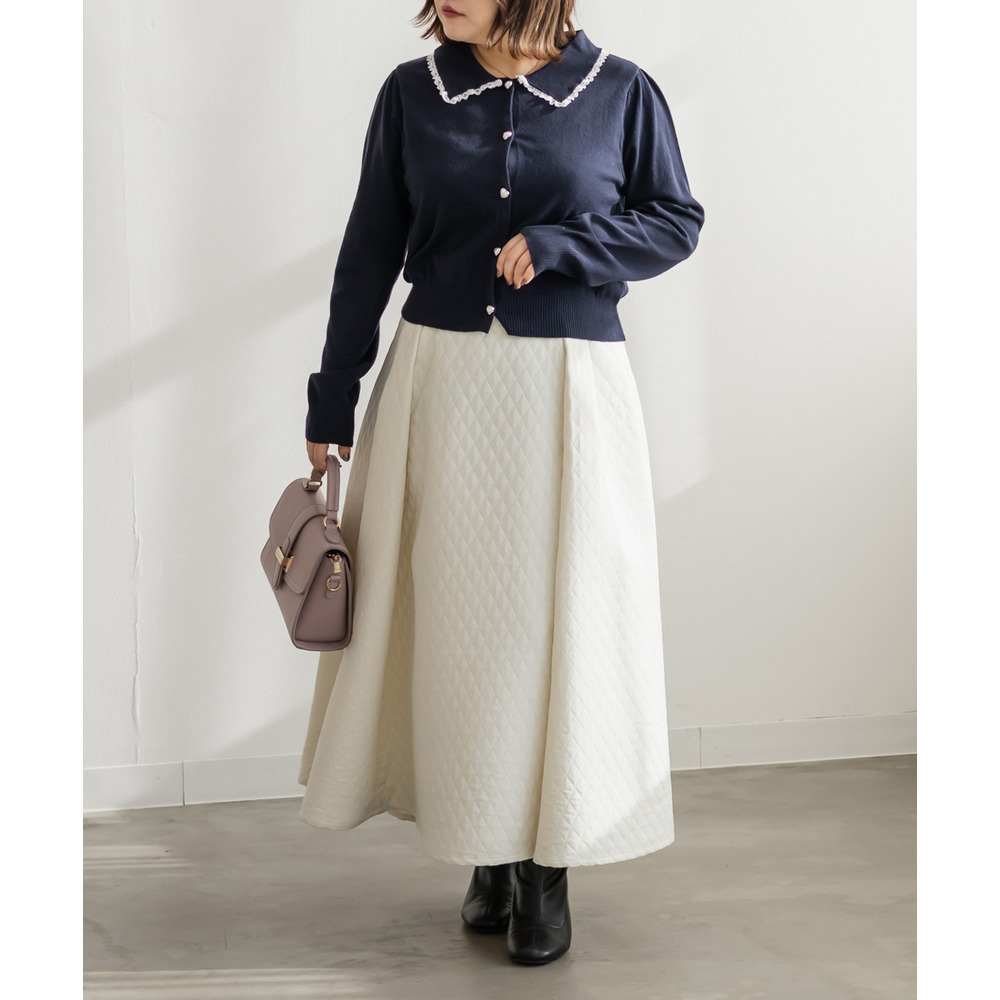 ハートボタン襟付きカーディガン&プリーツスカートセット4