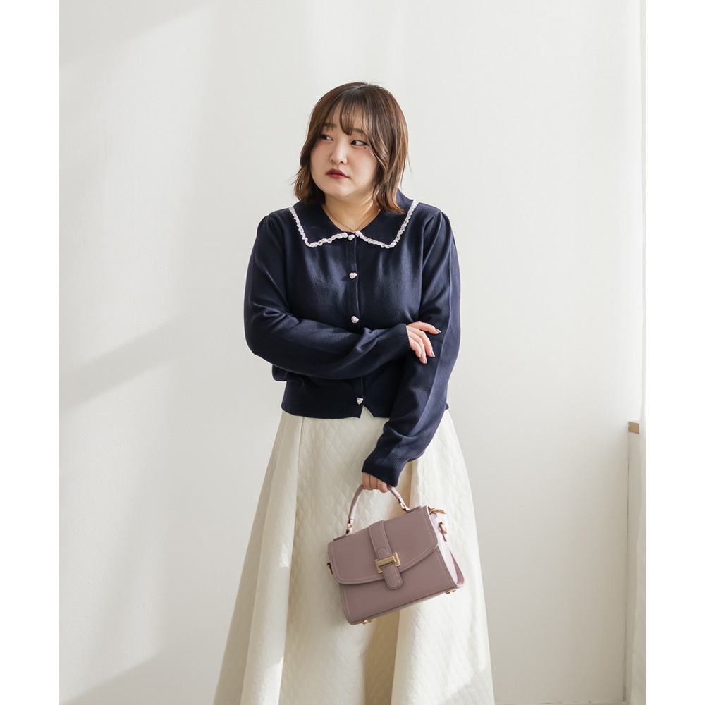 ハートボタン襟付きカーディガン&プリーツスカートセット5