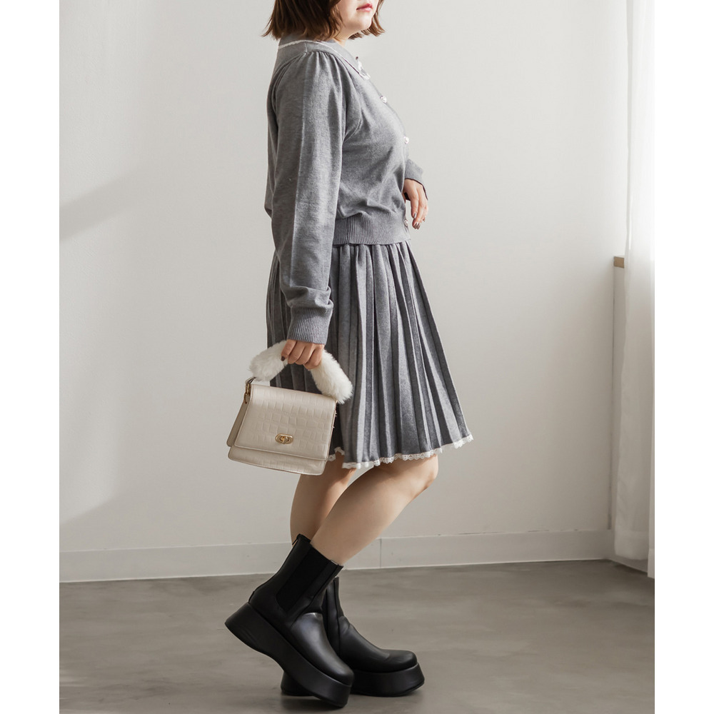 ハートボタン襟付きカーディガン&プリーツスカートセット8