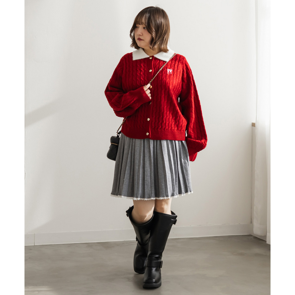 ハートボタン襟付きカーディガン&プリーツスカートセット9