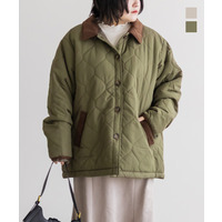 コーデュロイ配色ウェーブキルトコート