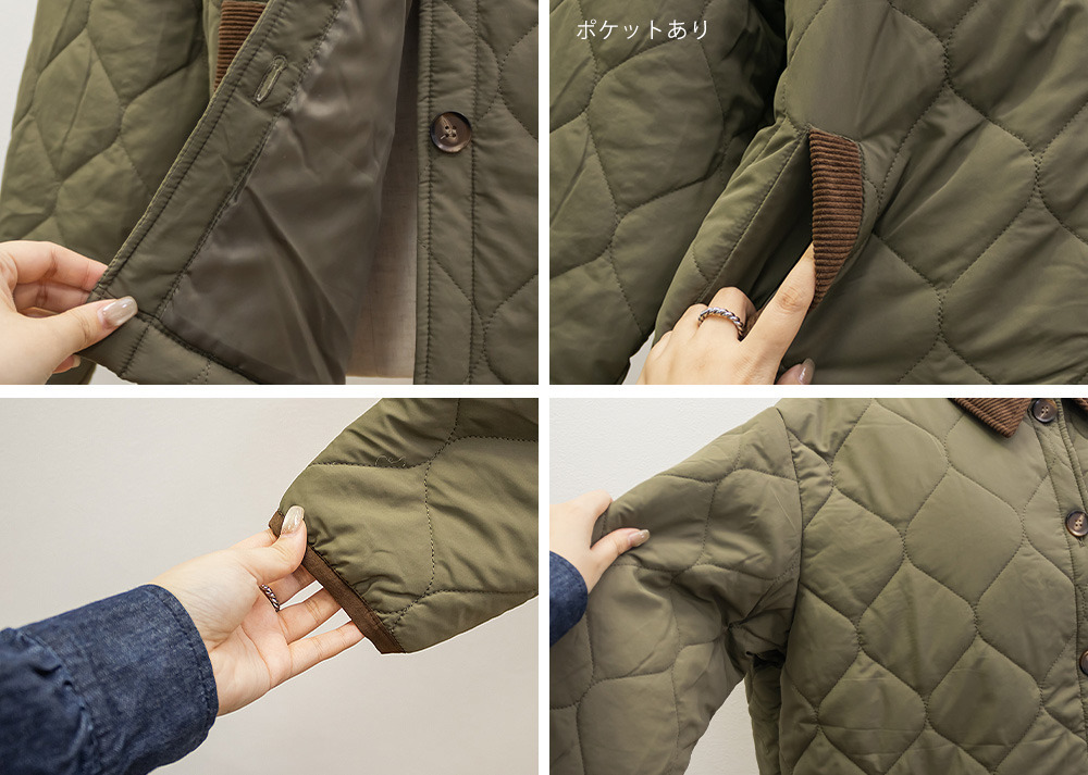 コーデュロイ配色ウェーブキルトコート10