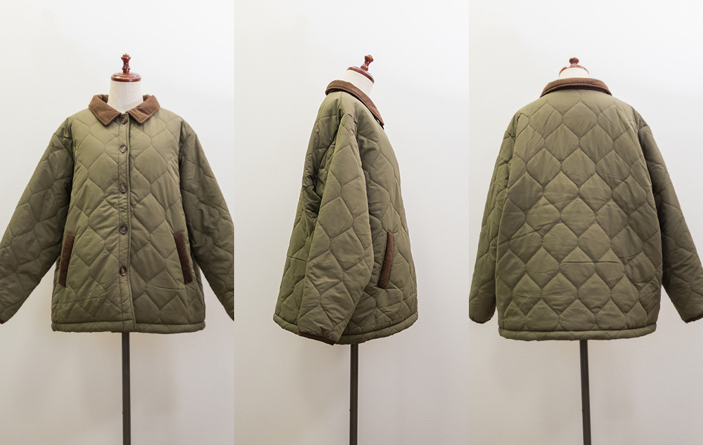 コーデュロイ配色ウェーブキルトコート12