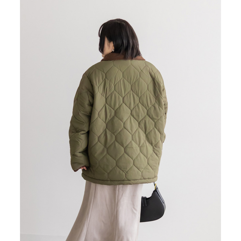 コーデュロイ配色ウェーブキルトコート5