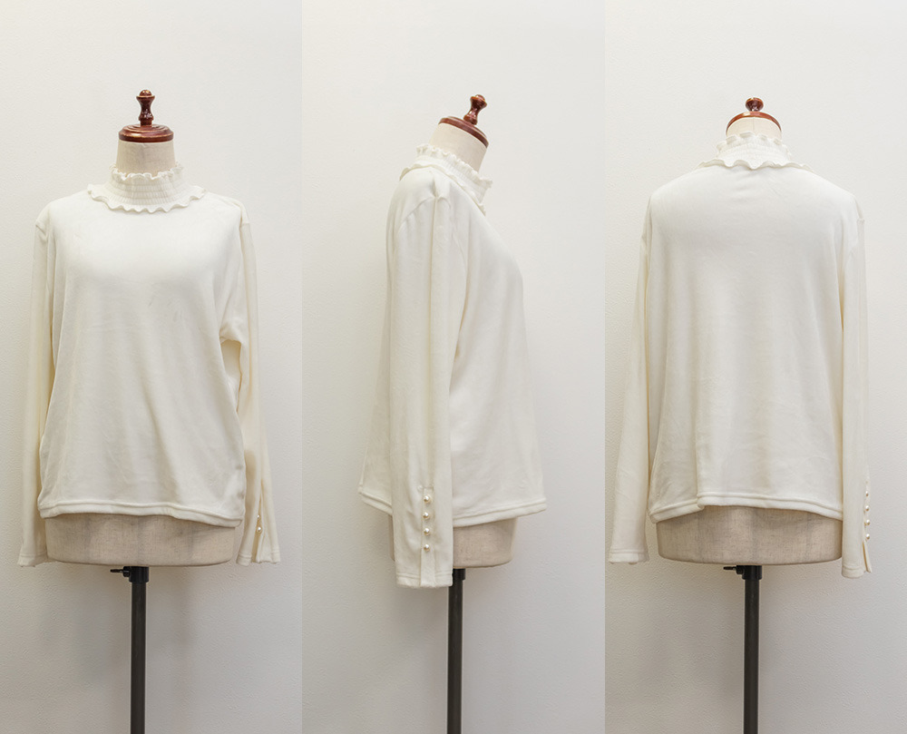 袖パールボタンプチハイネックシャギープルオーバー10