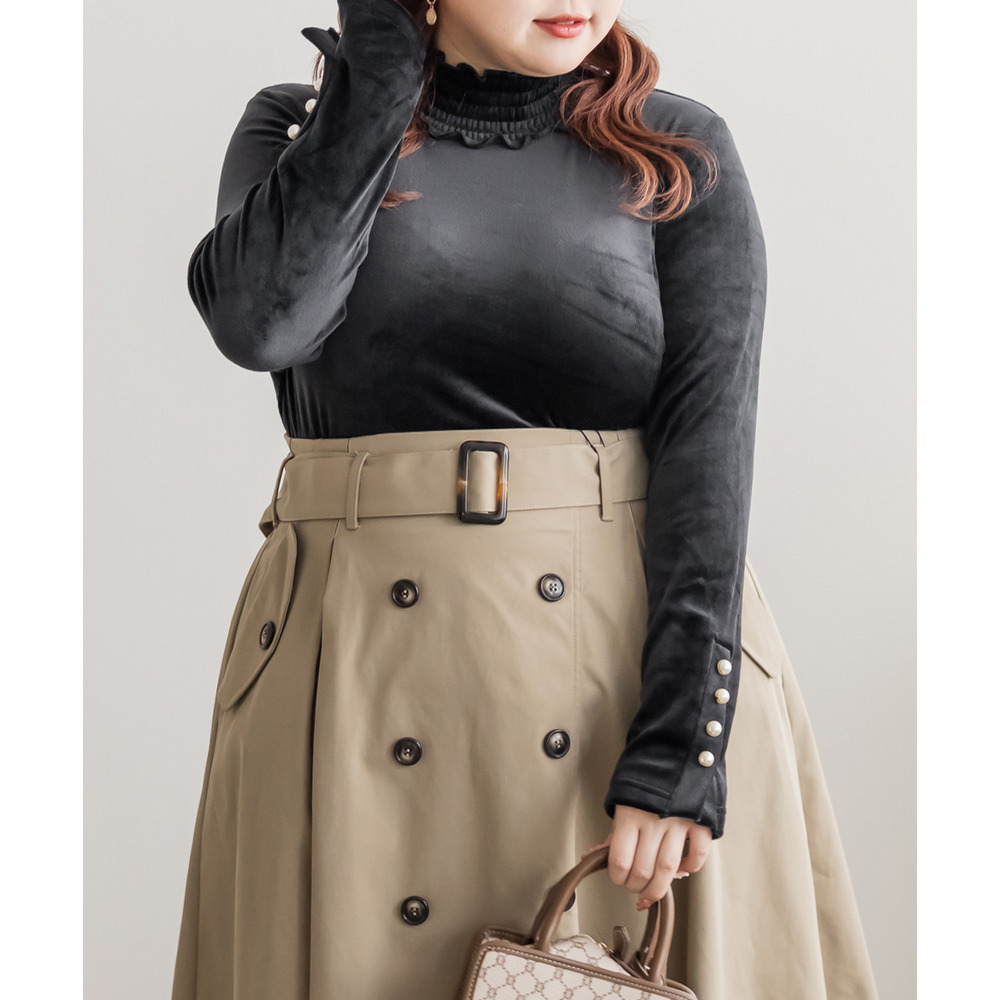 袖パールボタンプチハイネックシャギープルオーバー1