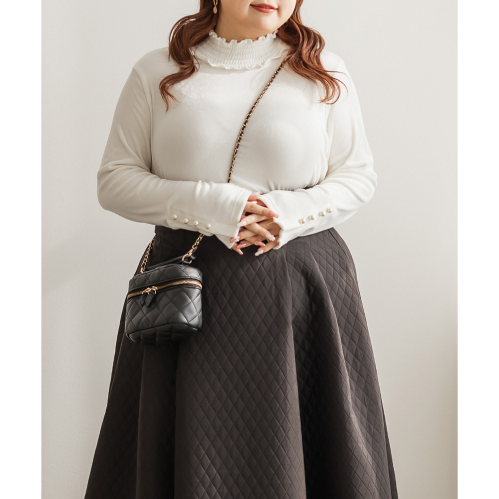 袖パールボタンプチハイネックシャギープルオーバー1