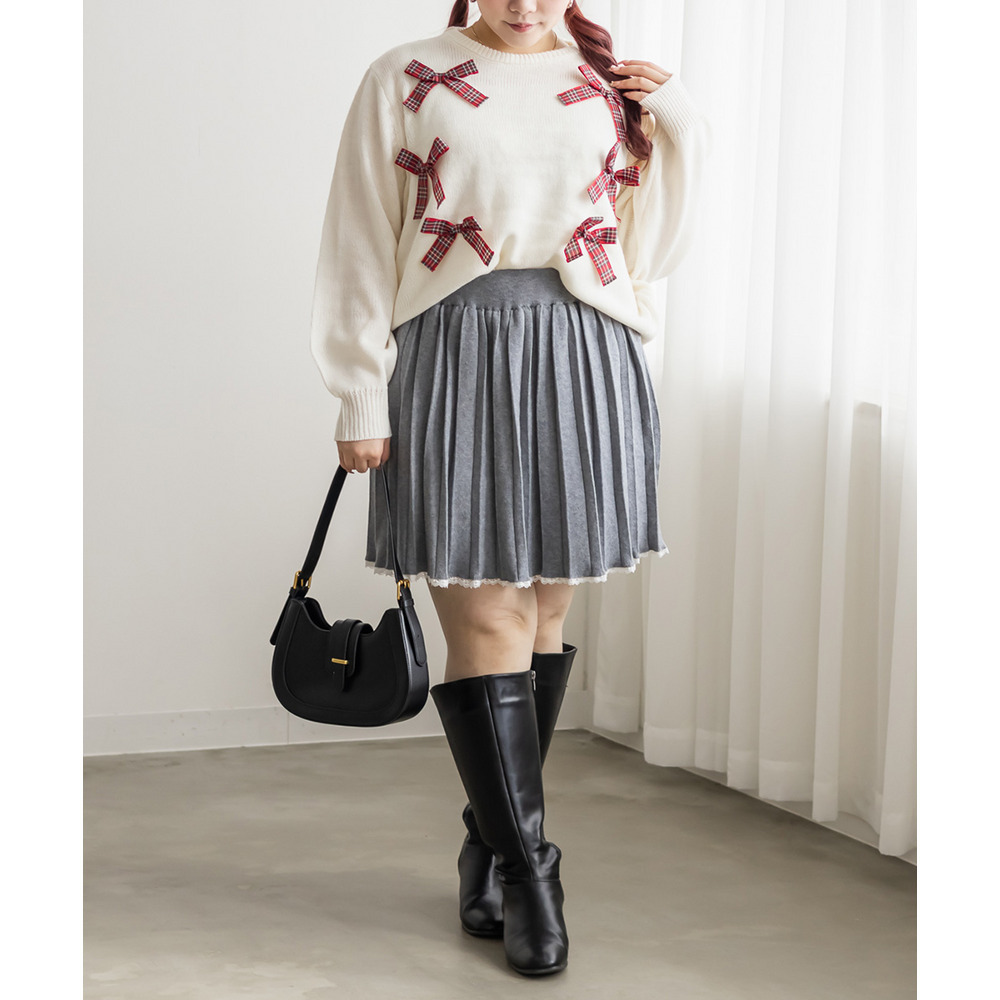 チェック柄リボンニット2