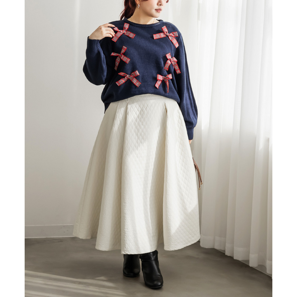 チェック柄リボンニット7