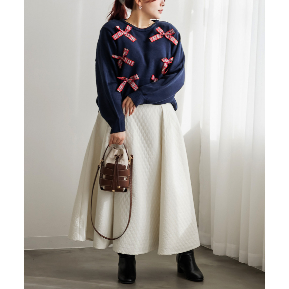 チェック柄リボンニット8