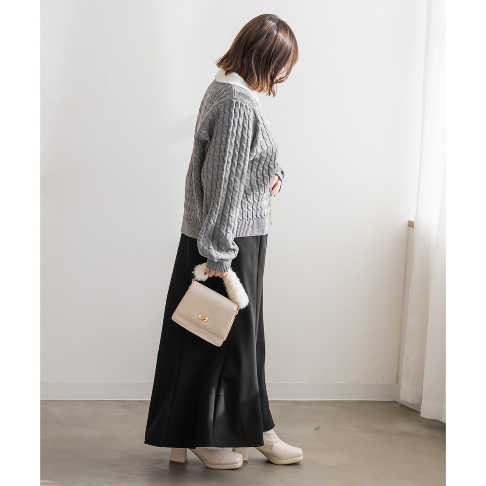 配色襟ケーブルニットカーディガン9