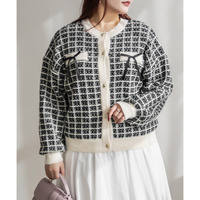 ツイードニットリボンカーディガン