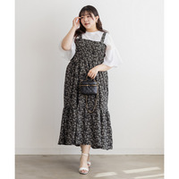 花柄シャーリングワンピース