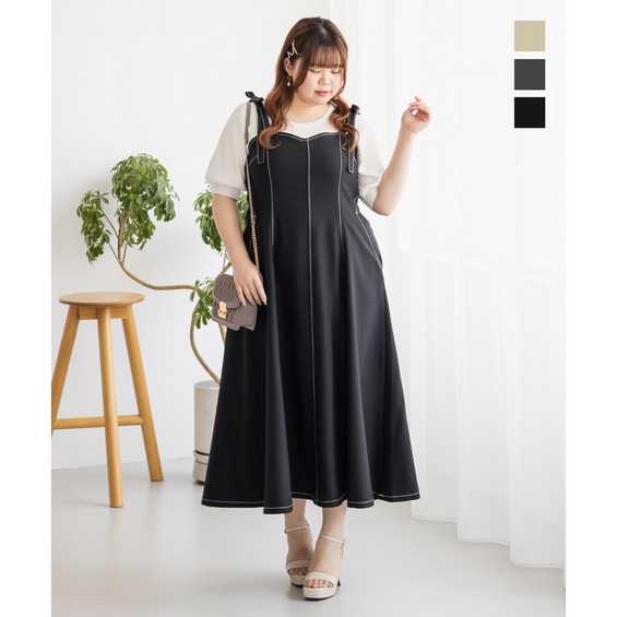 着用モデル： 3L全色　maika：161cm/普段トップス3L・ボトム3L~4L着用 FITTINGmaika：161cm/普段トップス3L・ボトム3L~4L着用3Lサイズでジャストフィットでした！