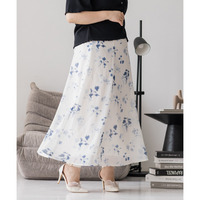 シアー花柄フレアスカート