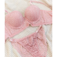 脇高ビスチェ風レーシーブラジャー＆ショーツセット