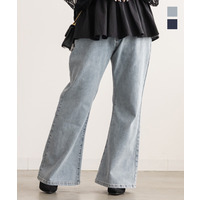ウエストゴムストレッチデニムフレアパンツ