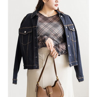 袖口シャーリングシアーチェックトップス