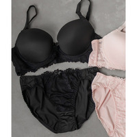 脇高シンプルデザイン花柄レースブラジャー＆ショーツセット