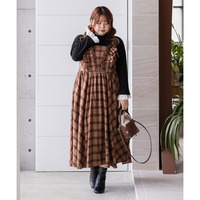 CLETTEオリジナルフリルデザインチェック柄キャミワンピース
