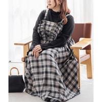 CLETTEオリジナルフリルデザインチェック柄キャミワンピース