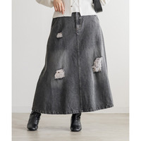 CLETTEオリジナルダメージ加工デニムスカート