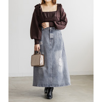 CLETTEオリジナルダメージ加工デニムスカート
