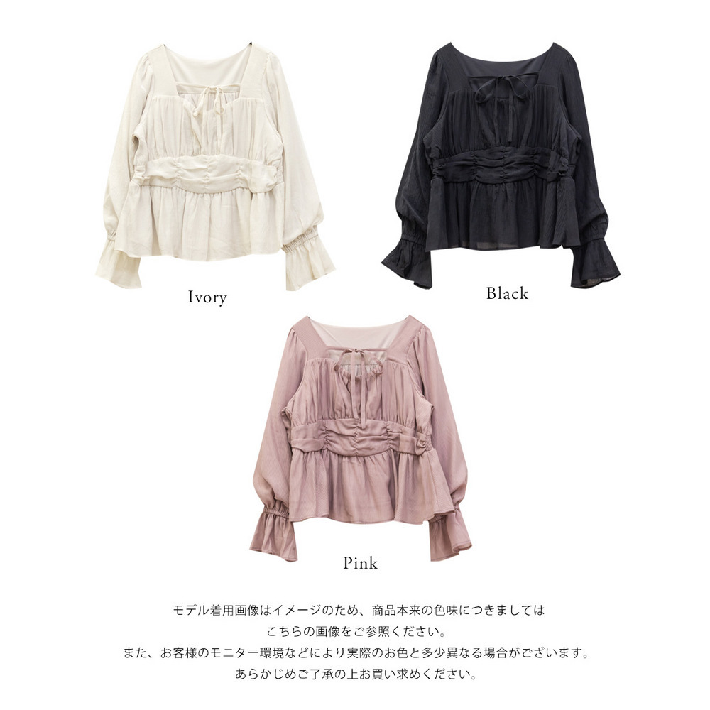 CLETTEオリジナルデコルテリボンギャザーブラウス14