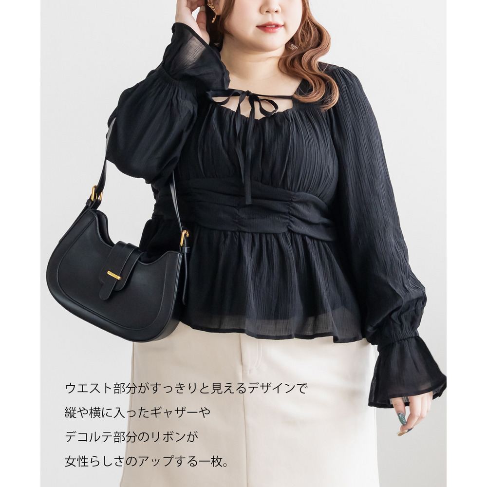 CLETTEオリジナルデコルテリボンギャザーブラウス6