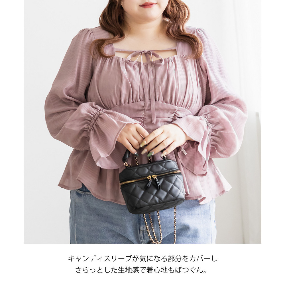 CLETTEオリジナルデコルテリボンギャザーブラウス8