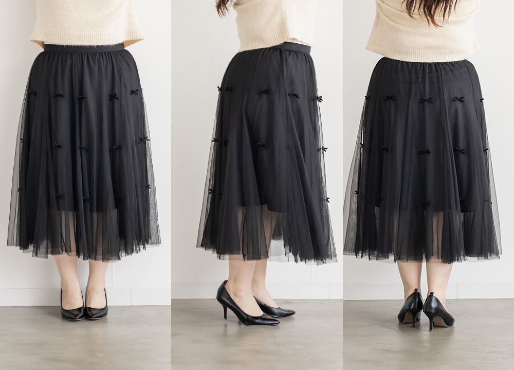 リボンチュールフレアスカート11