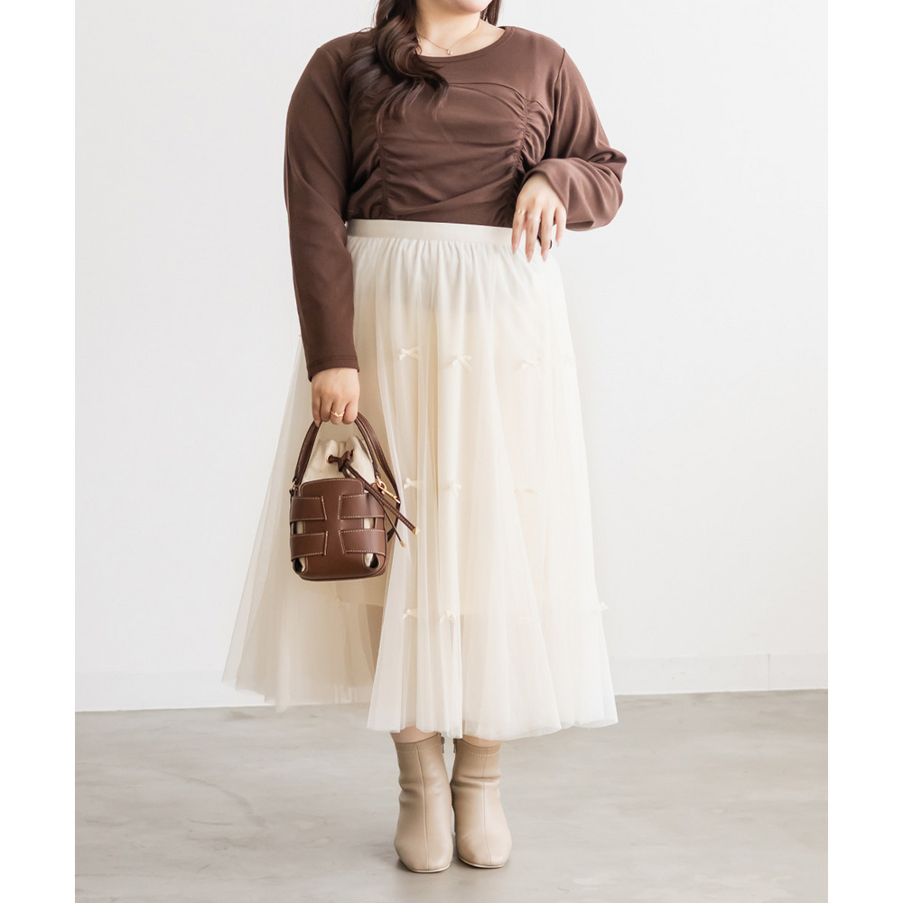 リボンチュールフレアスカート4