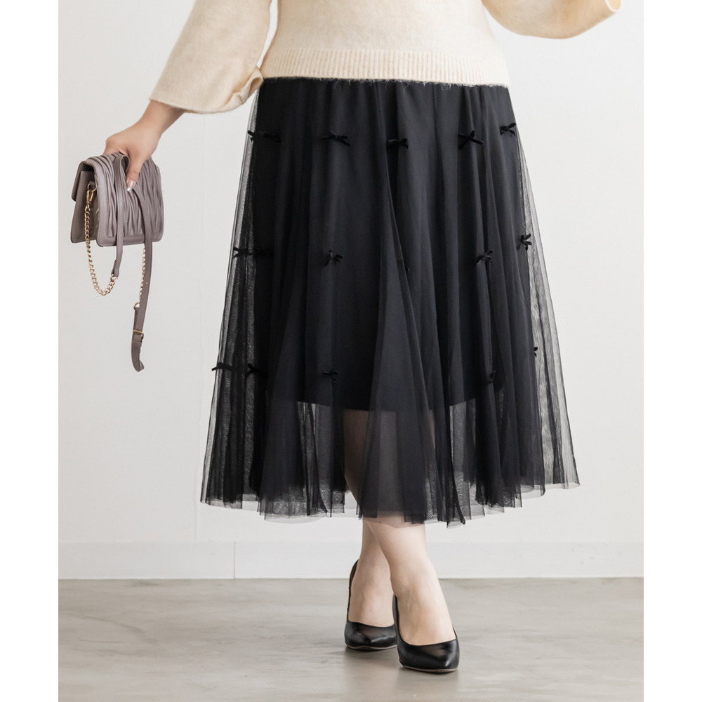 リボンチュールフレアスカート5