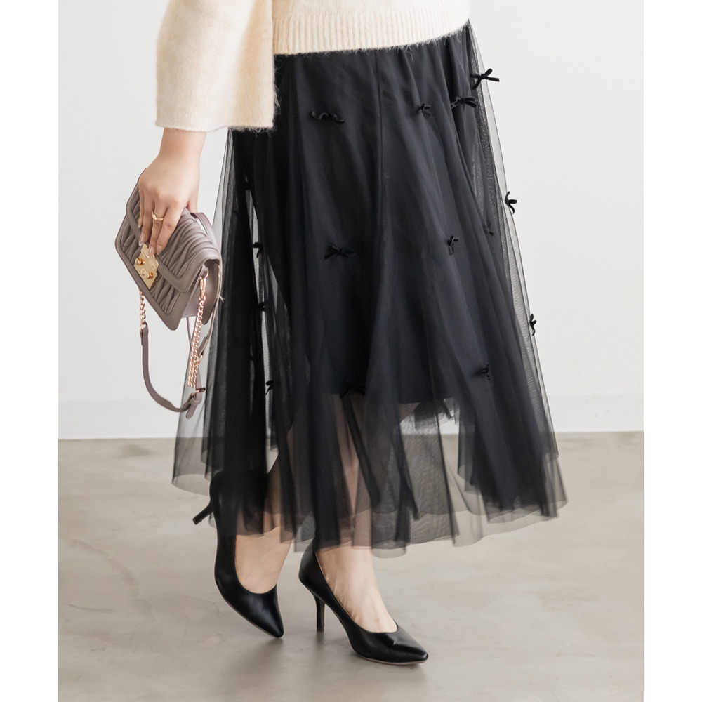 リボンチュールフレアスカート8