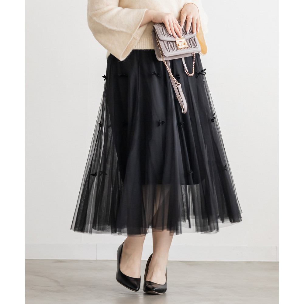 リボンチュールフレアスカート1