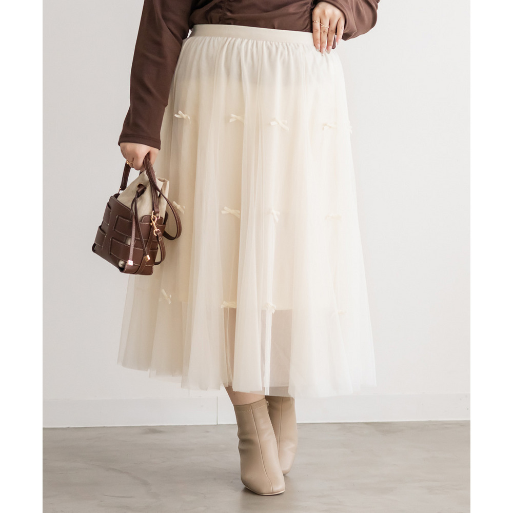 リボンチュールフレアスカート1