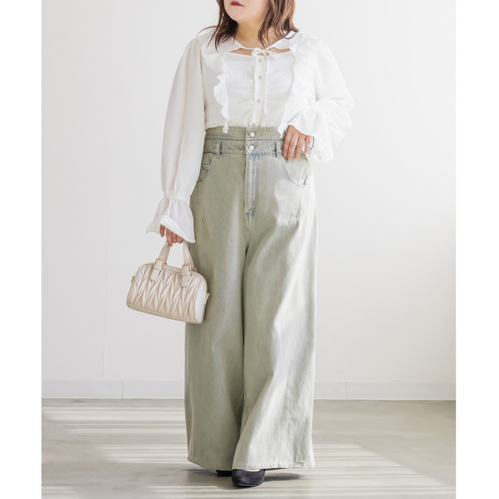 CLETTEオリジナルダブルウエストデニムワイドパンツ2