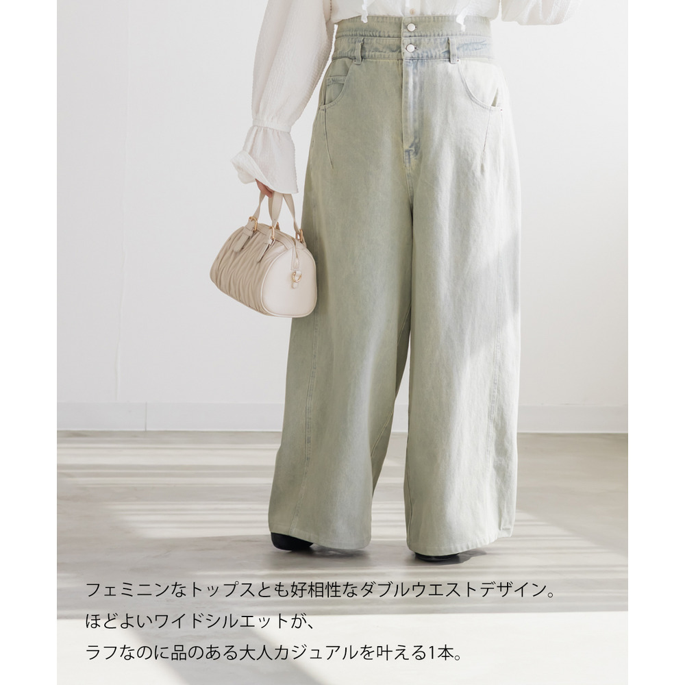 CLETTEオリジナルダブルウエストデニムワイドパンツ3