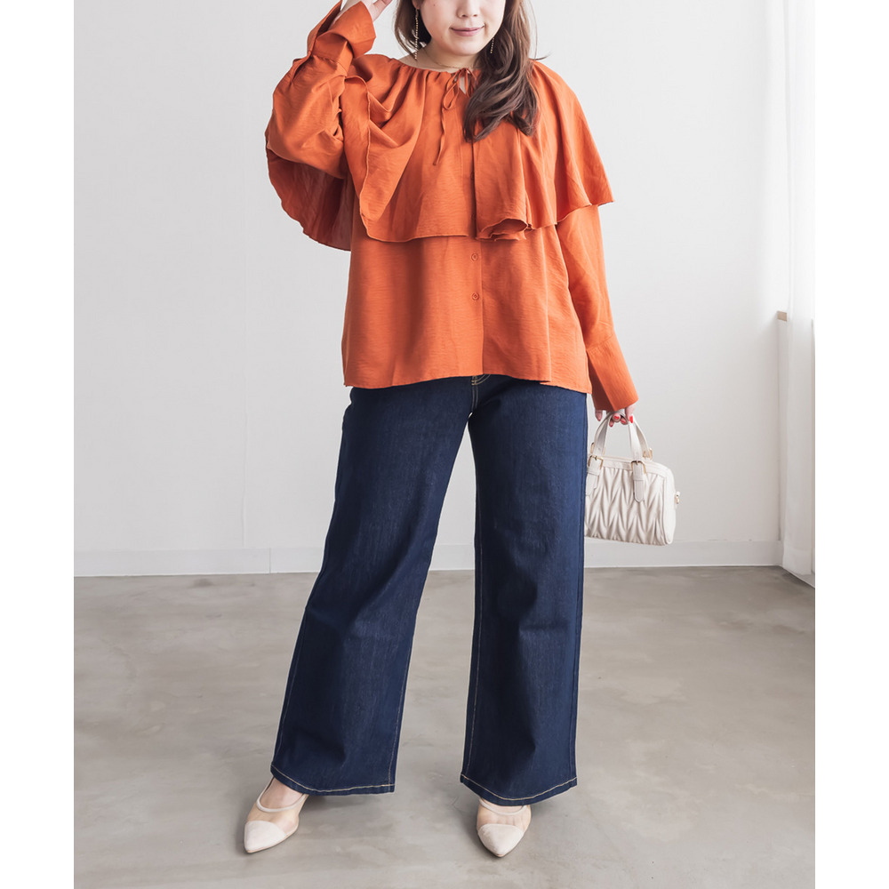 ウエスト裏ゴムタブ付きワイドパンツ2