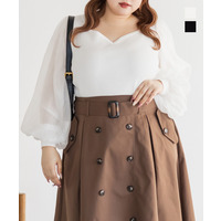 CLETTEオリジナルハートネックシアー袖ニット