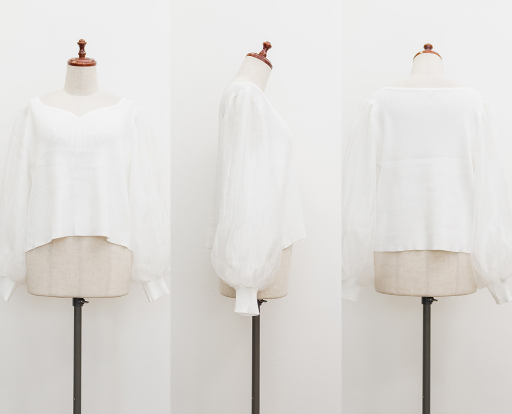 CLETTEオリジナルハートネックシアー袖ニット12