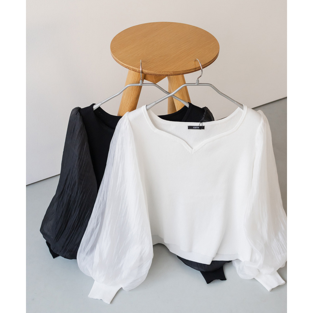 CLETTEオリジナルハートネックシアー袖ニット4